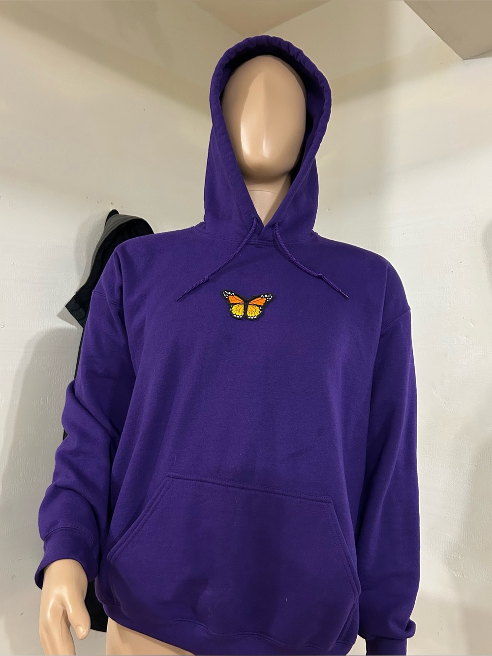 Purple Butterfly Embroidered Hoodie - Unisex Pullover